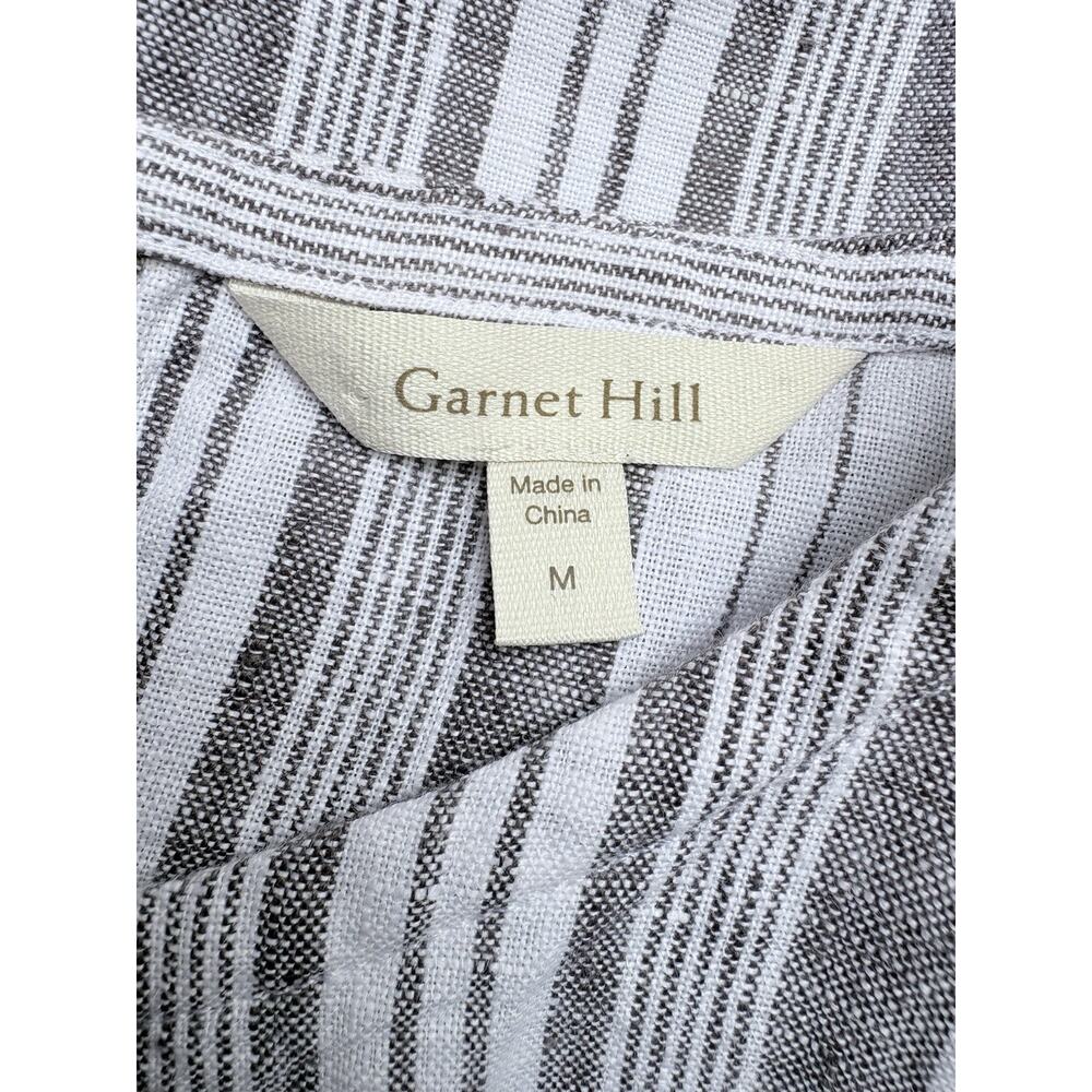 Garnet Hill Meraki Linen Shift Dress Gray White Stripe European Flax Coastal M - Picture 4 of 14